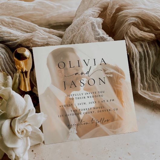 ミニマエレガントリストのスクア結婚ーフォト 招待状