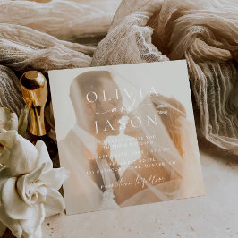 ミニマエレガントリストのスクア結婚ーフォト 招待状