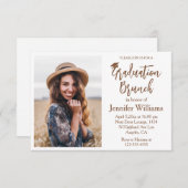 ミニマエレガントリストのスクリプト卒業ブランチ写真 招待状 (正面/裏面)