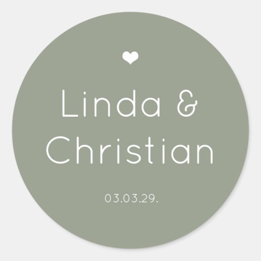 ミニマエレガントリストのセージ結婚グリーン ラウンドシール (正面)