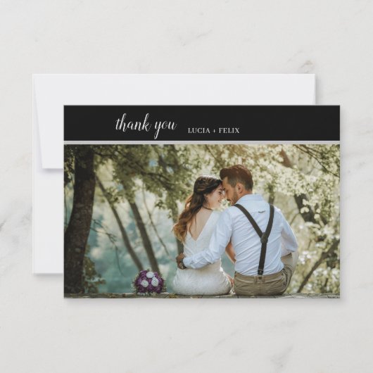 ミニマエレガントリストのタイポグラフィ写真 サンキューカード (正面)