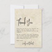 ミニマエレガントリストのタイポグラフィ結婚写真 サンキューカード (正面)