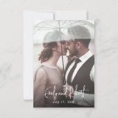 ミニマエレガントリストのタイポグラフィ結婚写真 サンキューカード (裏面)