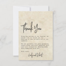 ミニマエレガントリストのタイポグラフィ結婚写真 サンキューカード