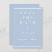 ミニマエレガントリストのダスティブルー日付カードを保存 セーブザデート (正面/裏面)