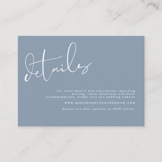 ミニマエレガントリストのダスティ結婚ブルーの詳細 エンクロージャーカード (正面)