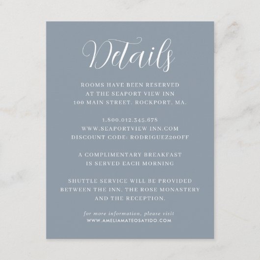 ミニマエレガントリストのダスティ結婚ブルーの詳細 エンクロージャーカード (正面)