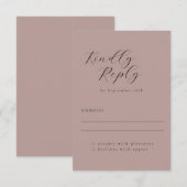 ミニマエレガントリストのダスティMauve書結婚道 出欠カード (正面/裏面)