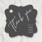 ミニマエレガントリストのダークグレー、水色ありがとう フェイバータグ (正面)