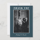 ミニマエレガントリストのダークティール（緑がかった色）結婚の写真カスタム サンキューカード (正面)