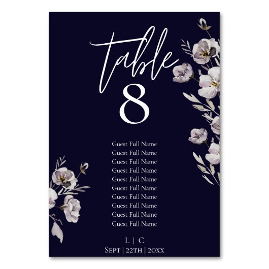 ミニマエレガントリストのダークネイビーの水色10ゲスト テーブルナンバー (正面)