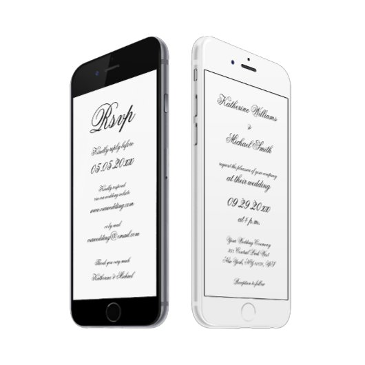 ミニマエレガントリストのデジタルウェディング招待とRSVP 招待状