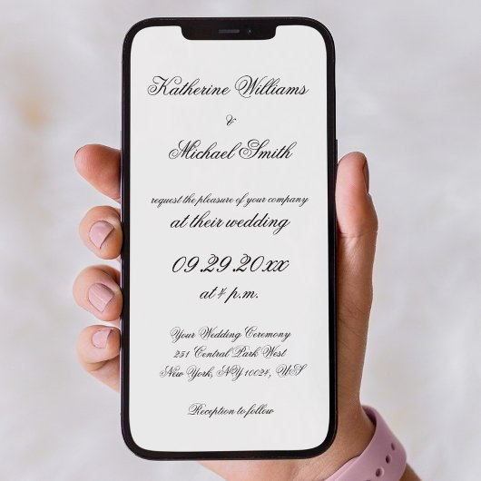 ミニマエレガントリストのデジタルウェディング招待とRSVP 招待状