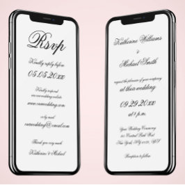 ミニマエレガントリストのデジタルウェディング招待とRSVP 招待状