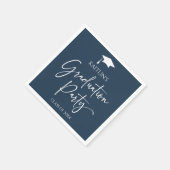 ミニマエレガントリストのネイビーブルー卒業パーティー スタンダードカクテルナプキン (角)