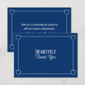 ミニマエレガントリストのネイビーブルー&ホワイト結婚ズ サンキューカード (正面/裏面)