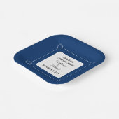 ミニマエレガントリストのネイビーブルー&ホワイト結婚ズ ペーパープレート (傾斜あり)