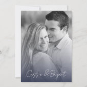 ミニマエレガントリストのネイビーモダンルフォト結婚ズ 招待状 (裏面)