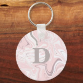 ミニマエレガントリストのピンクと白の大理石の外観 キーホルダー (正面)