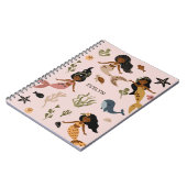 ミニマエレガントリストのピンクのアフリカ系アメリカ人マーメイド ノートブック (左側)