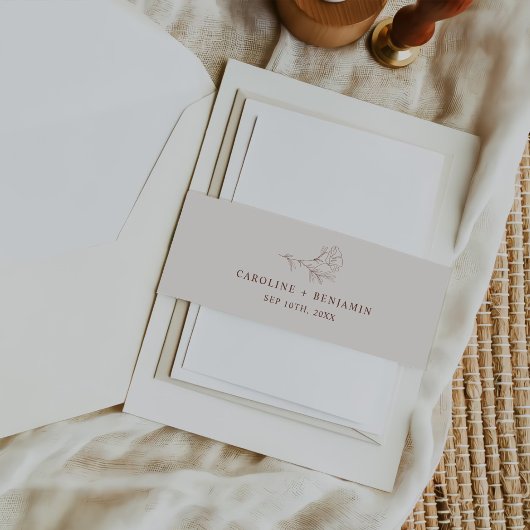 ミニマエレガントリストのフローラス結婚ケッチ 招待状ベリーバンド