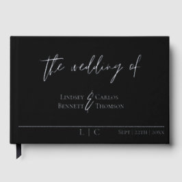 ミニマエレガントリストのブラック書道フォイル ゲストブック