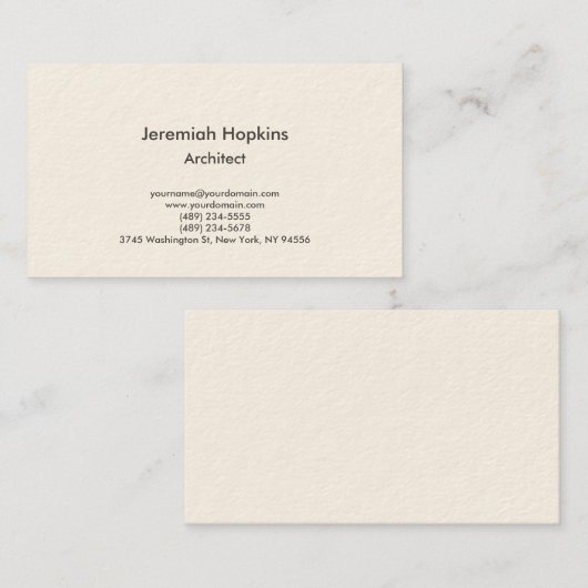 ミニマエレガントリストのプレインアーキテクト会社クリーム 名刺 (正面/裏面)