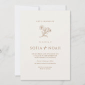 ミニマエレガントリストのベージュ結婚フローラ 招待状 (正面)