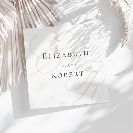 ミニマエレガントリストのベージュ結婚モノグラム スタンダードランチョンナプキン