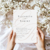 ミニマエレガントリストのベージュ結婚モノグラム 招待状