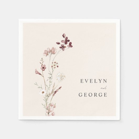 ミニマエレガントリストのボホフローラ結婚ズ スタンダードカクテルナプキン (正面)