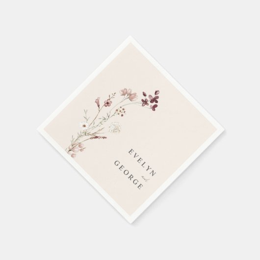 ミニマエレガントリストのボホフローラ結婚ズ スタンダードカクテルナプキン (角)