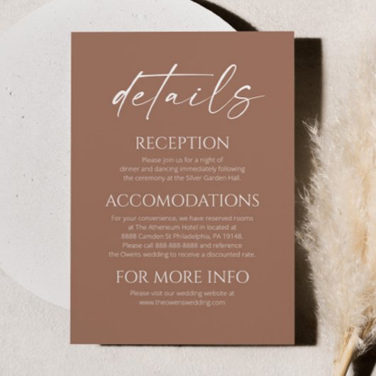 ミニマエレガントリストのモカ・ムース結婚ズ詳細 エンクロージャーカード