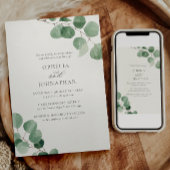 ミニマエレガントリストのユーカリ全インワン結婚ズ 招待状