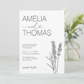 ミニマエレガントリストのラベンダー書結婚道の 招待状 (スタンド正面)