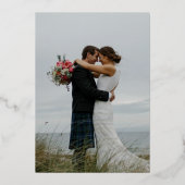 ミニマエレガントリストのロマンチックなハート写真結婚の数 箔招待状 (裏面)