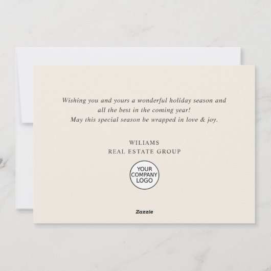 ミニマエレガントリストの企業のクリスマスグリーティング シーズンカード (裏面)