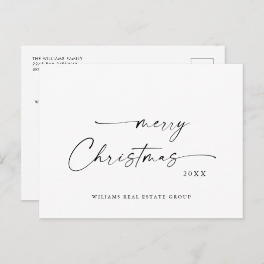 ミニマエレガントリストの企業のクリスマスグリーティング ポストカード (正面/裏面)