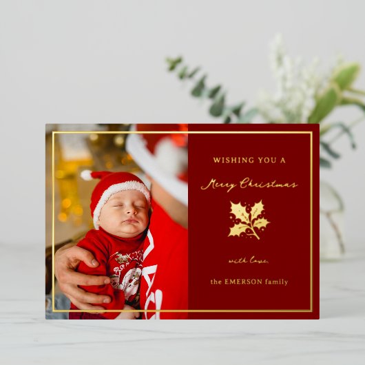 ミニマエレガントリストの写真(赤/金ゴールド) 箔シーズンカード (立ち正面)