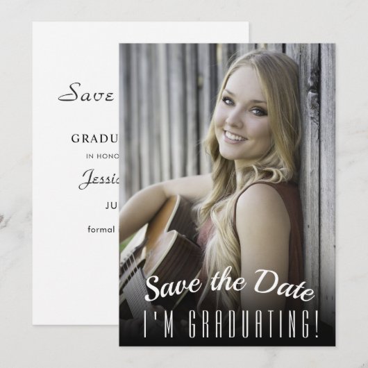 ミニマエレガントリストの卒業パーティーの写真 セーブザデート (正面/裏面)