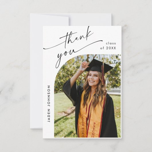 ミニマエレガントリストの卒業写真1枚 サンキューカード (正面)