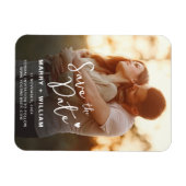 ミニマエレガントリストの可愛いカップルの写真は日付を保存 マグネット (横)