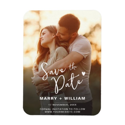 ミニマエレガントリストの可愛いカップルの写真は日付を保存 マグネット (縦)