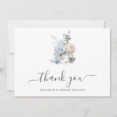 ミニマエレガントリストの埃の多い青い結婚花 サンキューカード (正面)