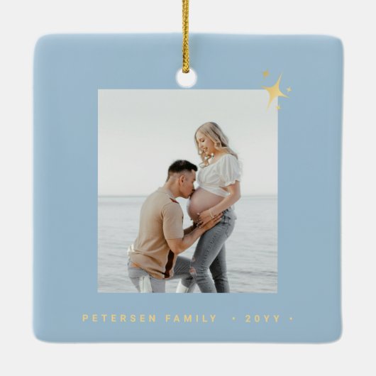 ミニマエレガントリストの平和の愛の喜び家族の写真 セラミックオーナメント (裏面)