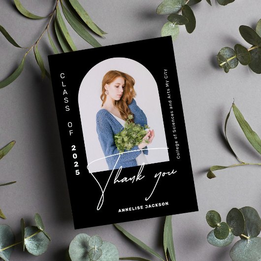 ミニマエレガントリストの年間の写真卒業 サンキューカード