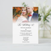 ミニマエレガントリストの書結婚道の写真シック 招待状 (スタンド正面)