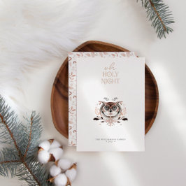 ミニマエレガントリストの水彩聖なる夜の非写真 箔シーズンカード