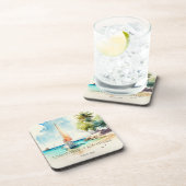 ミニマエレガントリストの水彩船クルーズ結婚ーズ コースター (右側)