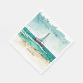 ミニマエレガントリストの水彩船クルーズ結婚ーズ スタンダードランチョンナプキン (角)